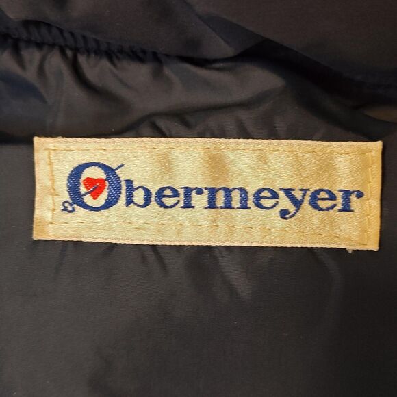 VINTAGE Obermeyer Vest Womens Large Navy Down Puffer Snap Front Ski Chevron 80s - Picture 7 of 15